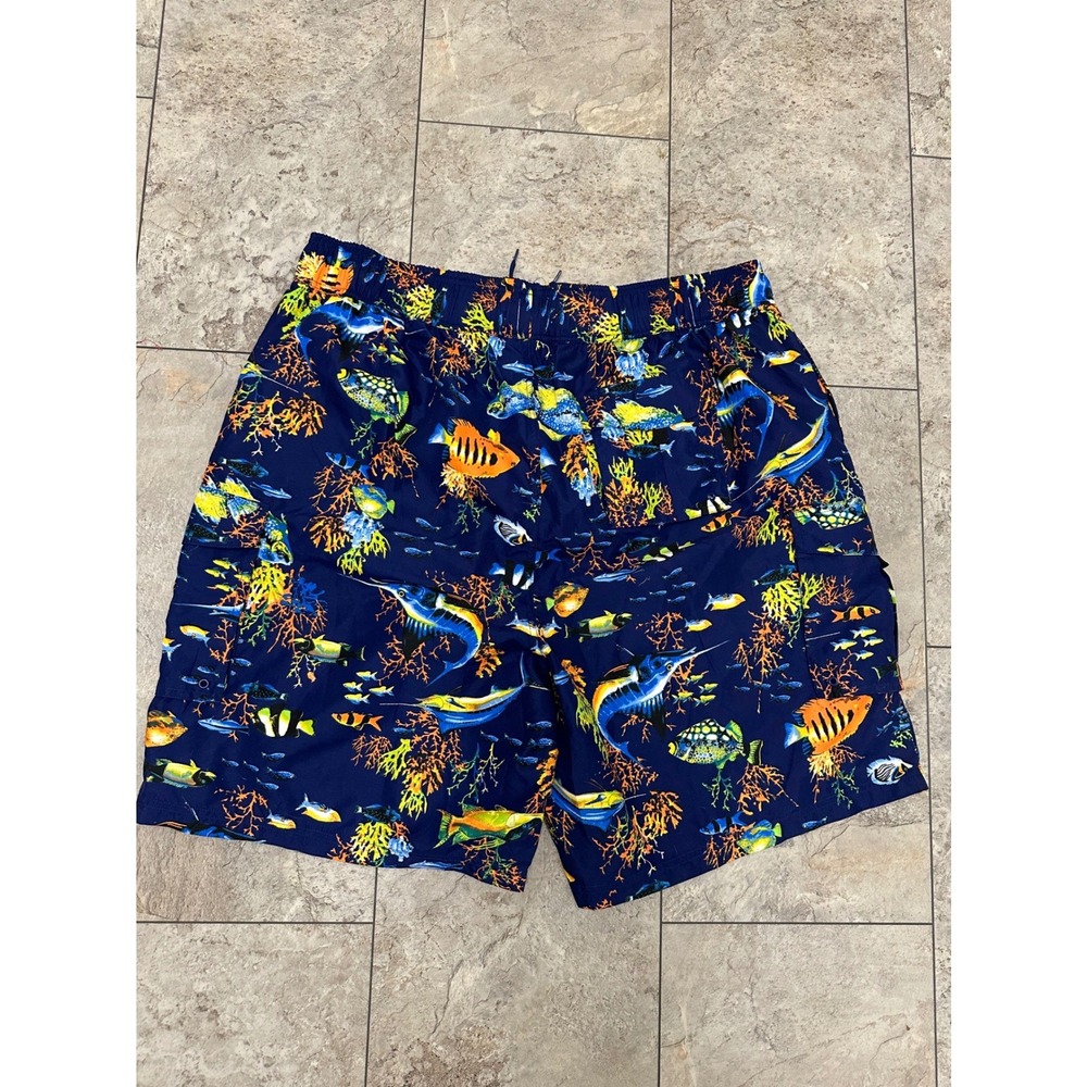 Men's KS Island Tropical Fish Print Swim Trunks 3XLT